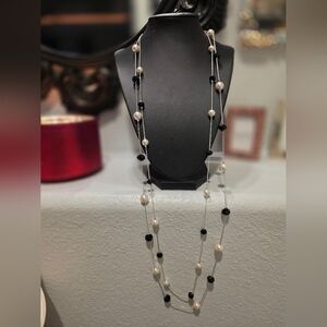 White House Black Market Black and White Beaded Necklace